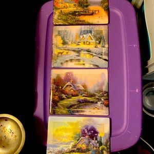 COPY - 4 8 by 10s Thomas Kincade seasons glass pictures